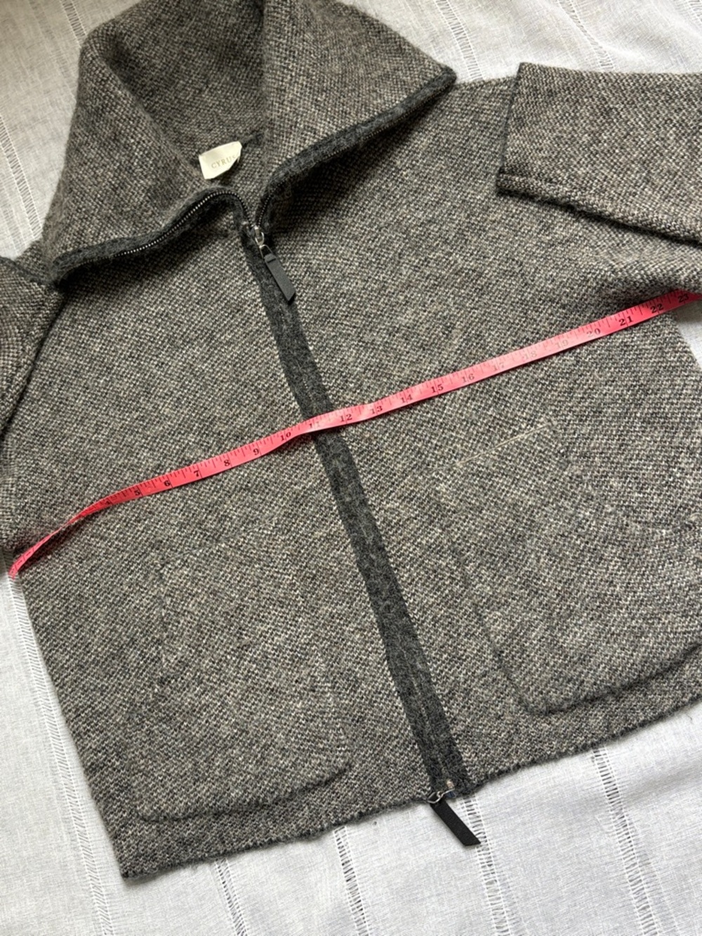 Cyrus Grey Zip-Front Wool-Blend Cardigan Jacket - Picture 11 of 13